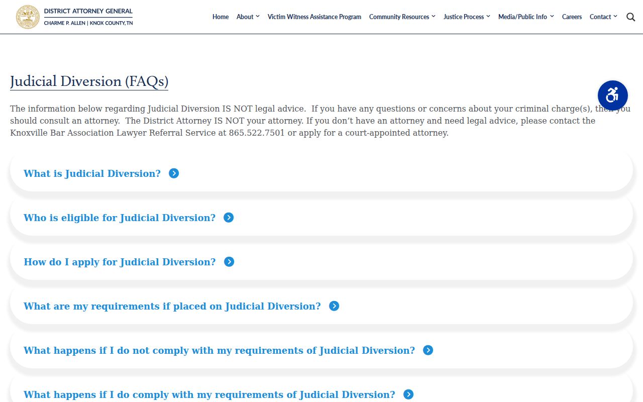 Knox County criminal court judicial diversion process