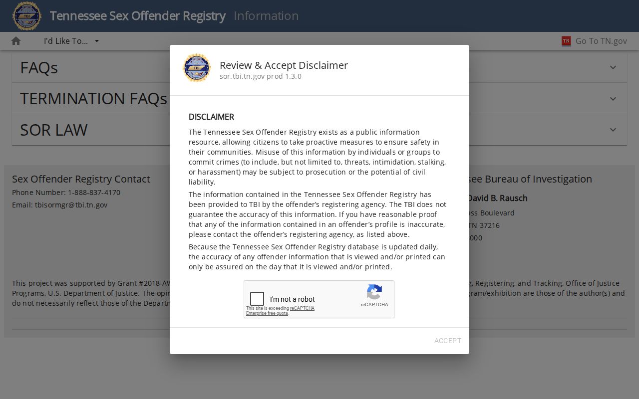 Knox County sex offender registry rules and reporting information