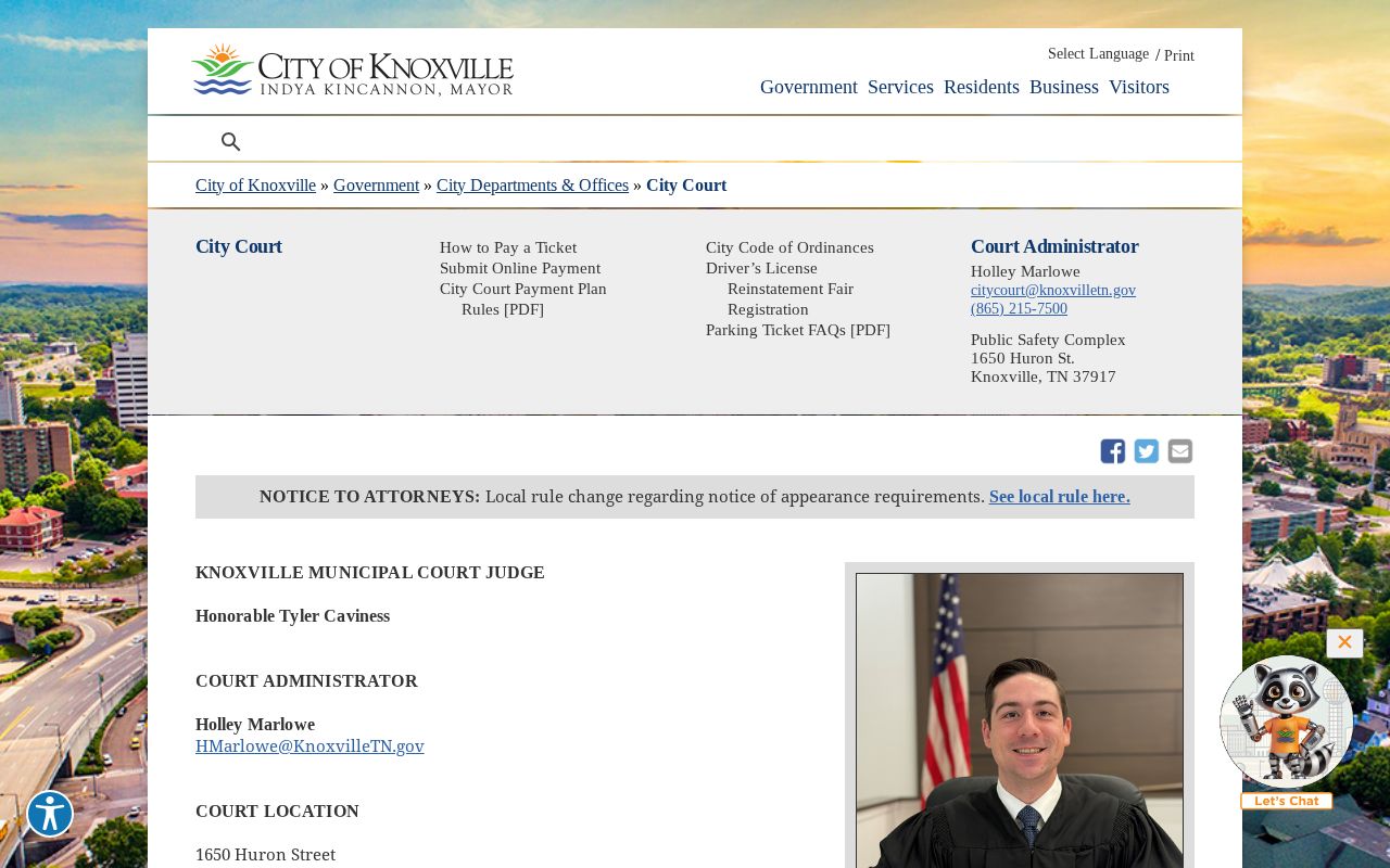 Knoxville criminal records at the municipal City Court