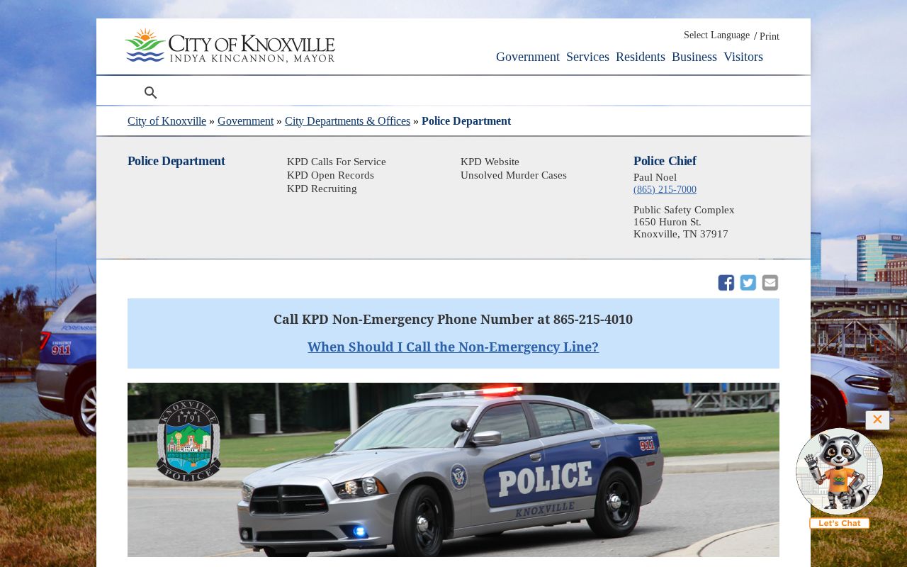 Knoxville criminal records and Police Department service page