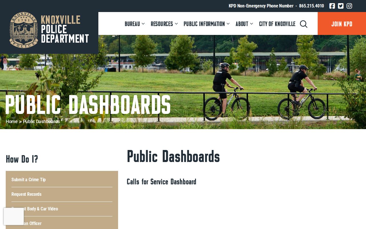 Knoxville criminal records context from KPD public safety dashboards