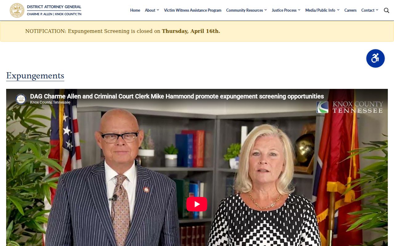 Knox County criminal record expungement guidance