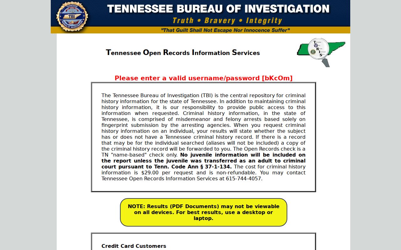 Knox County criminal history through TBI TORIS